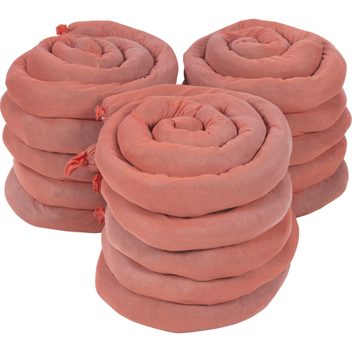 Remblais tubulaires absorbants, Mati&egrave;res dangereuses, Absorption 50 gal., 3" la x 8' lo, Pqt de 15 Les Fournitures Industrielles Méga