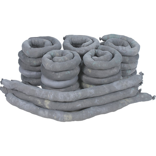 Sorbents Socks, Universal, 50 gal. Absorbancy, 3" W x 4' L, Pack of 30 Les Fournitures Industrielles Méga