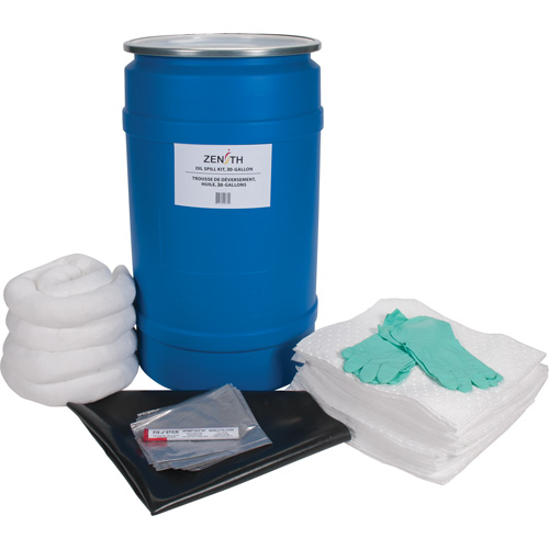 Shop Spill Kit, Oil Only, Drum, 30 US gal. Absorbancy Les Fournitures Industrielles Méga