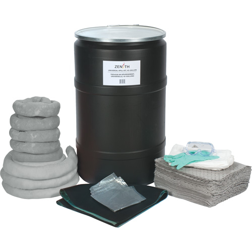 Trousse de lutte contre les d&eacute;versements, Universel, Baril, Absorbance de 55 gal. US Les Fournitures Industrielles Méga