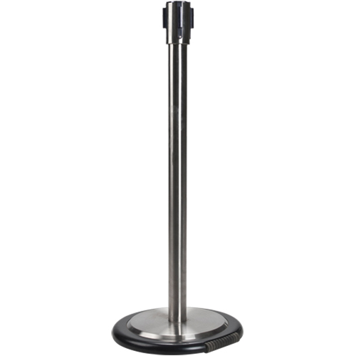 Free-Standing Crowd Control Barrier Receiver Post With Wheels, 35" High, Stainless Les Fournitures Industrielles Méga