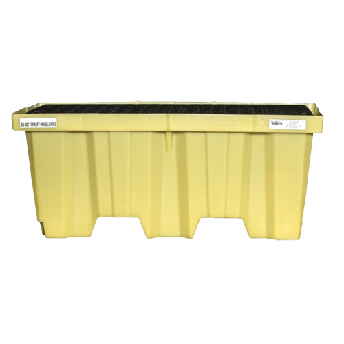 Palettes Poly-Spillpallet emboîtables avec drain pour 2 barils, Capacit&eacute; de d&eacute;versement 66 gal. US, 51" x 26" x 21" Les Fournitures Industrielles Méga