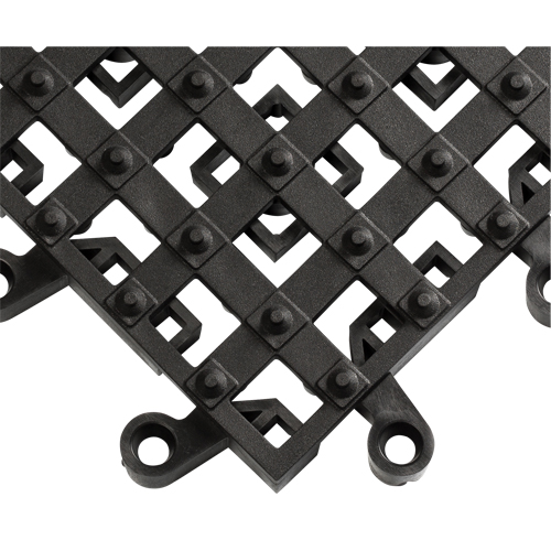 ErgoDeck&reg; Matting With Integrated No-Slip Cleats No. 553, PVC, 1-1/2' W x 1-1/2' L, 7/8" Thick, Black Les Fournitures Industrielles Méga