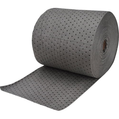 Rouleaux absorbants en fibres fines de calibre industriel, Poids moyen, 150' lo x 15" la, Absorption 25 gal. Les Fournitures Industrielles Méga