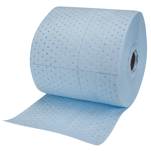 Rouleaux absorbants li&eacute;s bleus de premi&egrave;re qualit&eacute;, L&eacute;ger, 150' lo x 15" la, Absorption 20 gal. Les Fournitures Industrielles Méga