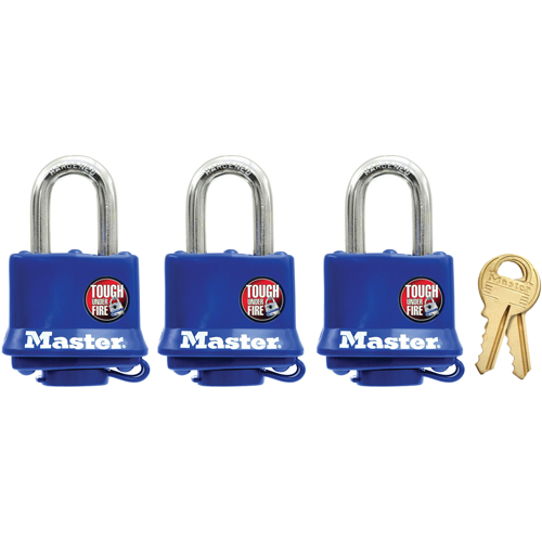 Weather-Resistant Padlock, Blue, Keyed Alike, Laminated Steel, 1-9/16" Width Les Fournitures Industrielles Méga