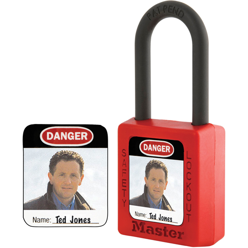 &eacute;tiquettes d'identification &agrave; photo pour cadenas en thermoplastique Zenex, 1" la x 1,25" h, Anglais Les Fournitures Industrielles Méga