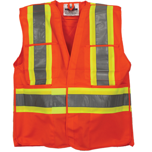 Traffic Safety Vest, High Visibility Orange, 2X-Large/3X-Large, Polyester Les Fournitures Industrielles Méga