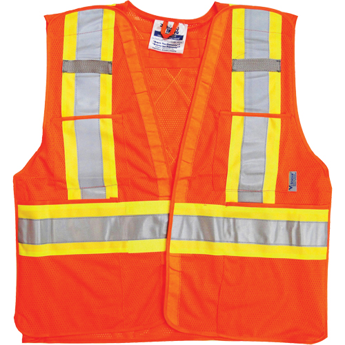 Traffic Safety Vest, High Visibility Orange, Large/X-Large, Polyester Les Fournitures Industrielles Méga