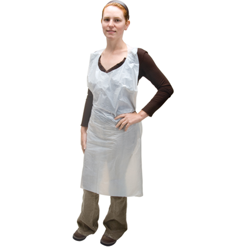Polyethylene Aprons, Polyethylene, White, 35" W x 46" L Les Fournitures Industrielles Méga
