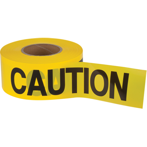 Ruban pour barricade Caution, Anglais, 3" la x 1000' lo, 1,5 mil, Noir sur jaune Les Fournitures Industrielles Méga