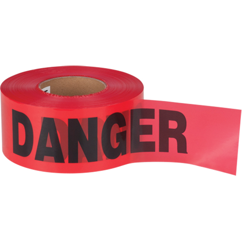 Ruban pour barricade Danger, Bilingue, 3" la x 1000' lo, 1,5 mil, Noir/rouge Les Fournitures Industrielles Méga