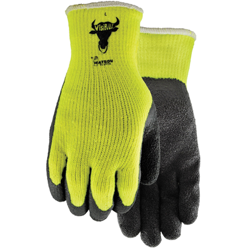 330 Visibull Gloves, 7/Small, Rubber Latex Coating, Polyester Shell Les Fournitures Industrielles Méga