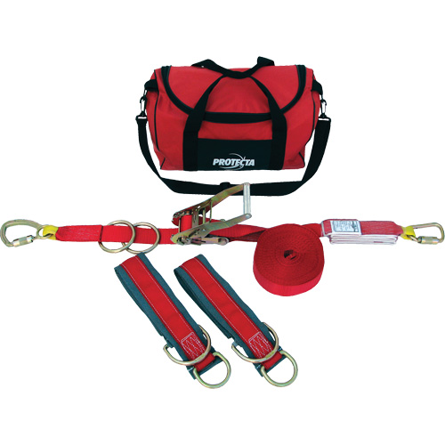 PRO-Line Temporary Horizontal Lifeline System, 60', Web, Swivel Les Fournitures Industrielles Méga