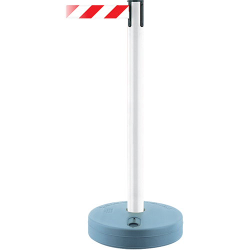 Montant ext&eacute;rieur pour barri&egrave;re TensaBarrier, Plastique, 37" h, Ruban Noir/Jaune, Longueur du ruban 7,5' Les Fournitures Industrielles Méga