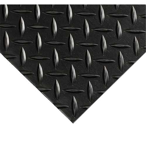Diamond-Plate Switchboard Matting No.701, 3' W x 20' L, 1/4" Thickness, Black, PVC Les Fournitures Industrielles Méga