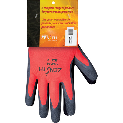 Gants enduits de latex de caoutchouc naturel, 10, R&ecirc;vetement Latex de caoutchouc, Calibre 13, Enveloppe en Polyester Les Fournitures Industrielles Méga