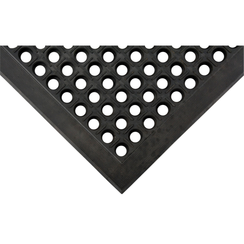 Tapis antifatigue, &agrave; fentes, 3' x 5' x 7/8", Noir, Caoutchouc naturel Les Fournitures Industrielles Méga