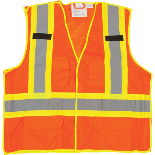 Veste de s&eacute;curit&eacute; d&eacute;tachable en cinq points de premi&egrave;re qualit&eacute;, Orange haute visibilit&eacute;, Grand/T-Grand, Polyester Les Fournitures Industrielles Méga
