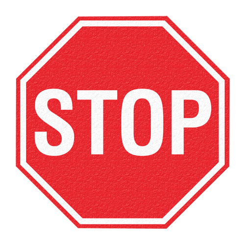 Panneau de signalisation au sol  Stop , Adh&eacute;sif, Anglais avec pictogramme Les Fournitures Industrielles Méga