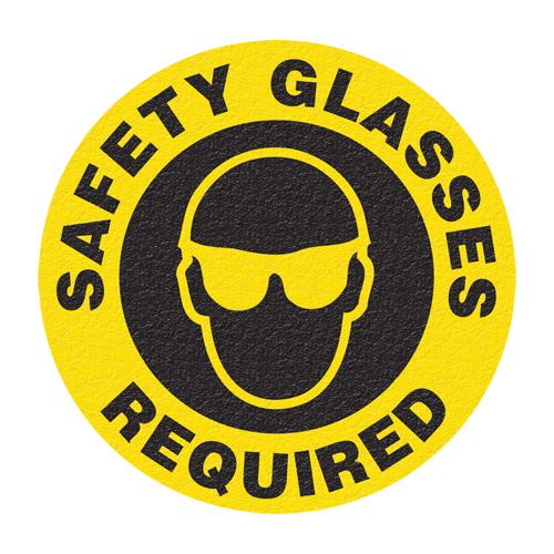 Panneau de signalisation au sol  Safety Glasses , Adh&eacute;sif, Anglais avec pictogramme Les Fournitures Industrielles Méga