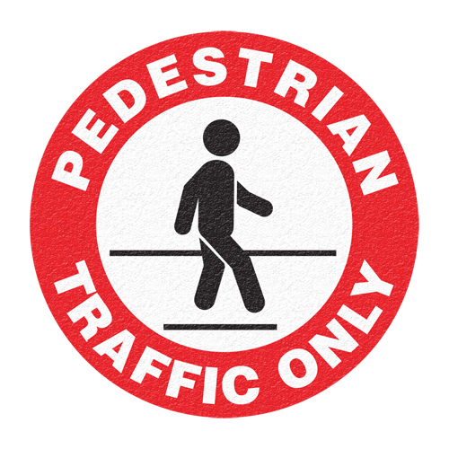 Panneau de signalisation au sol  Pedestrian Traffic Only , Adh&eacute;sif, Anglais avec pictogramme Les Fournitures Industrielles Méga