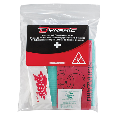Trousse de premiers soins pour nettoyage de biorisques Dynamic, Dispositif m&eacute;dical Classe 1, Sac en plastique refermable Les Fournitures Industrielles Méga