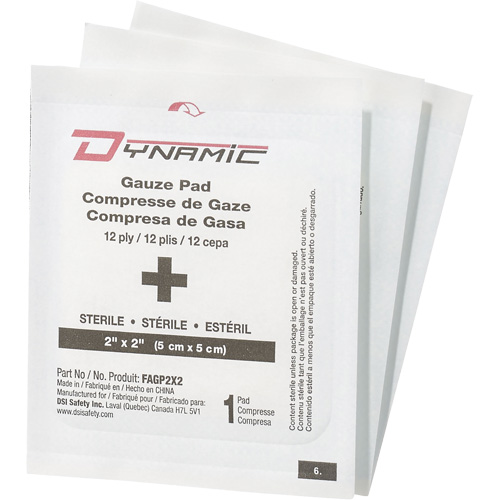 Dynamic Gauze, Pad, 2" L x 2" W, Sterile, Medical Device Class 1 Les Fournitures Industrielles Méga