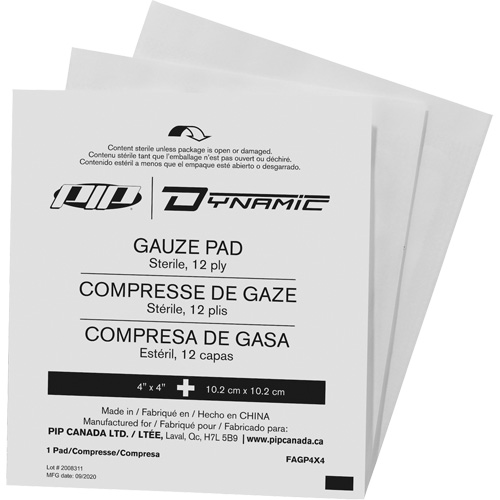 Dynamic Gauze, Pad, 4" L x 4" W, Sterile, Medical Device Class 1 Les Fournitures Industrielles Méga