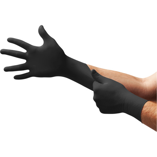 Gants d'examen MidKnight, T-petit, Nitrile, 4,7 mils, Sans poudre, Noir, Classe 2 Les Fournitures Industrielles Méga
