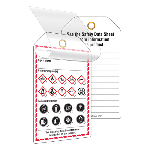 &eacute;tiquettes auto-plastifiantes pour le milieu de travail, Papier cartonn&eacute;, 3-3/8" la x 5-3/4" h, Anglais Les Fournitures Industrielles Méga