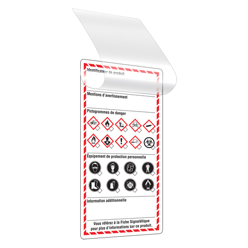 &eacute;tiquettes auto-plastifiantes pour le milieu de travail, Papier cartonn&eacute;, 3" la x 6" h, Français Les Fournitures Industrielles Méga