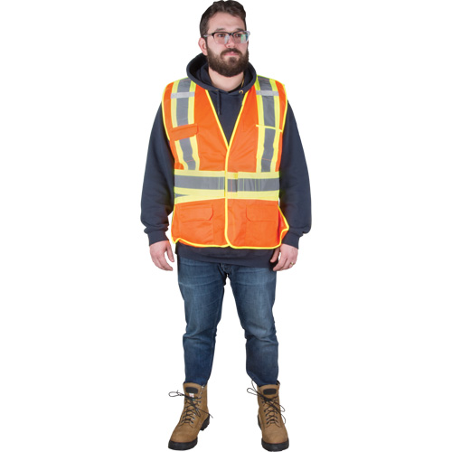 Veste d'arpenteur r&eacute;sistante aux flammes, Orange haute visibilit&eacute;, Moyen, Polyester Les Fournitures Industrielles Méga