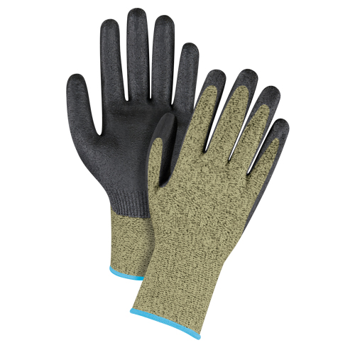 Black & Yellow Seamless Stretch Cut-Resistant Gloves, Size X-Large/10, 13 Gauge, Foam Nitrile Coated, Aramid Shell, ASTM ANSI Level A6 Les Fournitures Industrielles Méga