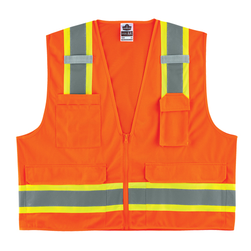 GloWear&reg; 8248Z Two-Tone Surveyors Vest, High Visibility Orange, Medium/Small, Polyester Les Fournitures Industrielles Méga