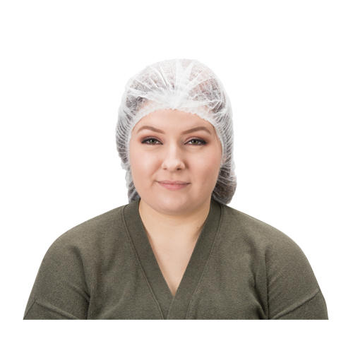 Bonnet bouffant pliss&eacute;, Polypropyl&egrave;ne, 19", Blanc Les Fournitures Industrielles Méga