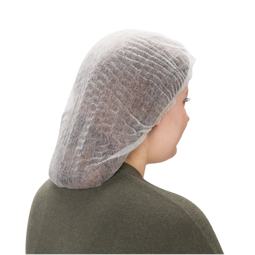 Bonnet bouffant pliss&eacute;, Polypropyl&egrave;ne, 19", Blanc Les Fournitures Industrielles Méga