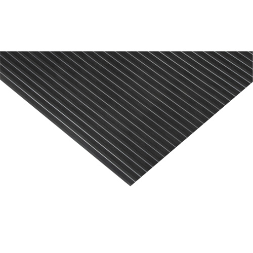 Tapis &agrave; nervures larges, Essuie-pieds, 3' x 75' x 1/8", Noir Les Fournitures Industrielles Méga