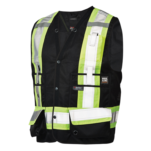 Veste de s&eacute;curit&eacute; pour arpenteur, Noir, Grand, Polyester Les Fournitures Industrielles Méga
