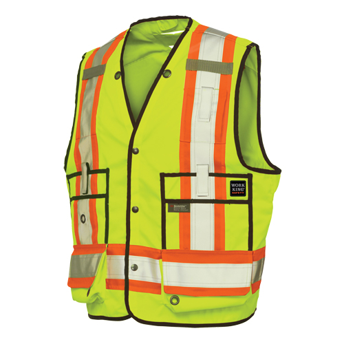 Veste de s&eacute;curit&eacute; pour arpenteur, Jaune lime haute visibilit&eacute;, T-Grand, Polyester Les Fournitures Industrielles Méga