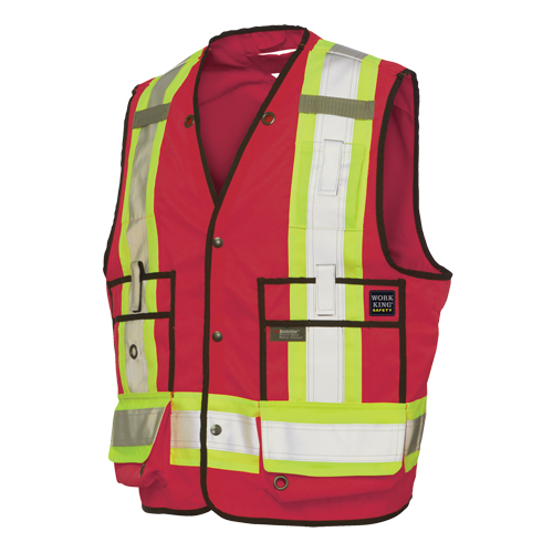 Veste de s&eacute;curit&eacute; pour arpenteur, Rouge, Grand, Polyester Les Fournitures Industrielles Méga