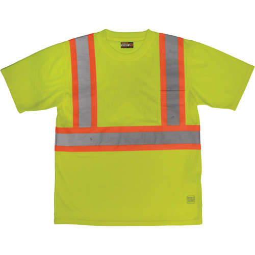 Short-Sleeved Safety T-Shirt with Pocket, Polyester, Large, High Visibility Lime-Yellow Les Fournitures Industrielles Méga