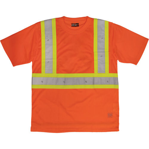 Short-Sleeved Safety T-Shirt with Pocket, Polyester, Large, High Visibility Orange Les Fournitures Industrielles Méga