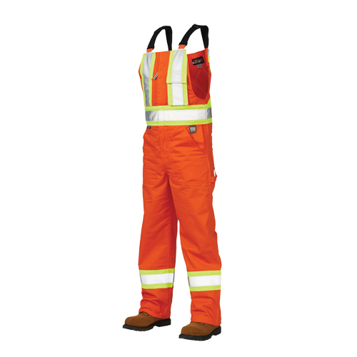 Salopettes de s&eacute;curit&eacute; non doubl&eacute;e, Poly-coton, Grand, Orange haute visibilit&eacute; Les Fournitures Industrielles Méga