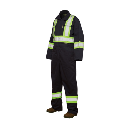 Unlined Safety Coveralls, Large, Navy Blue Les Fournitures Industrielles Méga