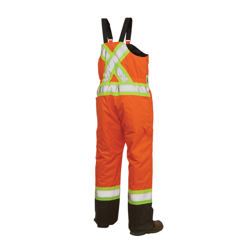 Salopettes de s&eacute;curit&eacute; doubl&eacute;e, Polyester/Polyur&eacute;thane, Grand, Orange haute visibilit&eacute; Les Fournitures Industrielles Méga