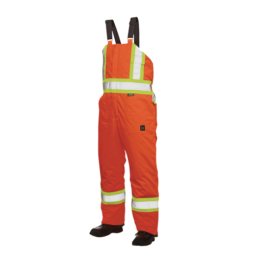 Salopettes de s&eacute;curit&eacute; doubl&eacute;e, Polyester/Polyur&eacute;thane, Grand, Orange haute visibilit&eacute; Les Fournitures Industrielles Méga