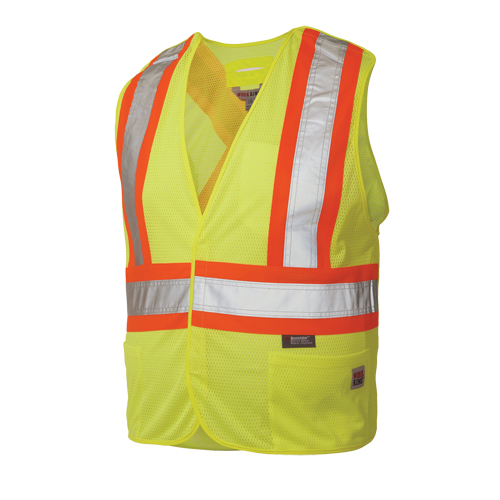 Veste de s&eacute;curit&eacute; d&eacute;tachable en cinq points, Jaune lime haute visibilit&eacute;, Grand/T-Grand, Polyester Les Fournitures Industrielles Méga