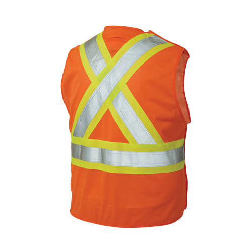 Veste de s&eacute;curit&eacute; d&eacute;tachable en cinq points, Orange haute visibilit&eacute;, Grand/T-Grand, Polyester Les Fournitures Industrielles Méga