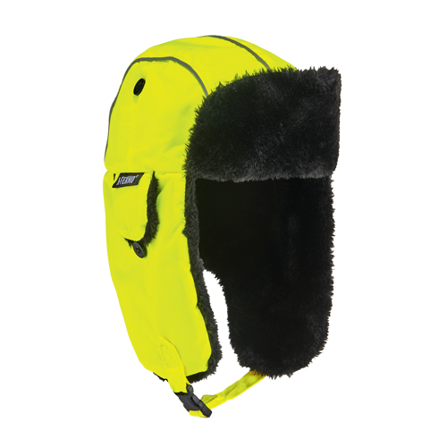 N-Ferno&reg; 6802 Classic Trapper Hat, Synthetic Fur Lining, Medium/Small, High-Visibility Lime Green Les Fournitures Industrielles Méga